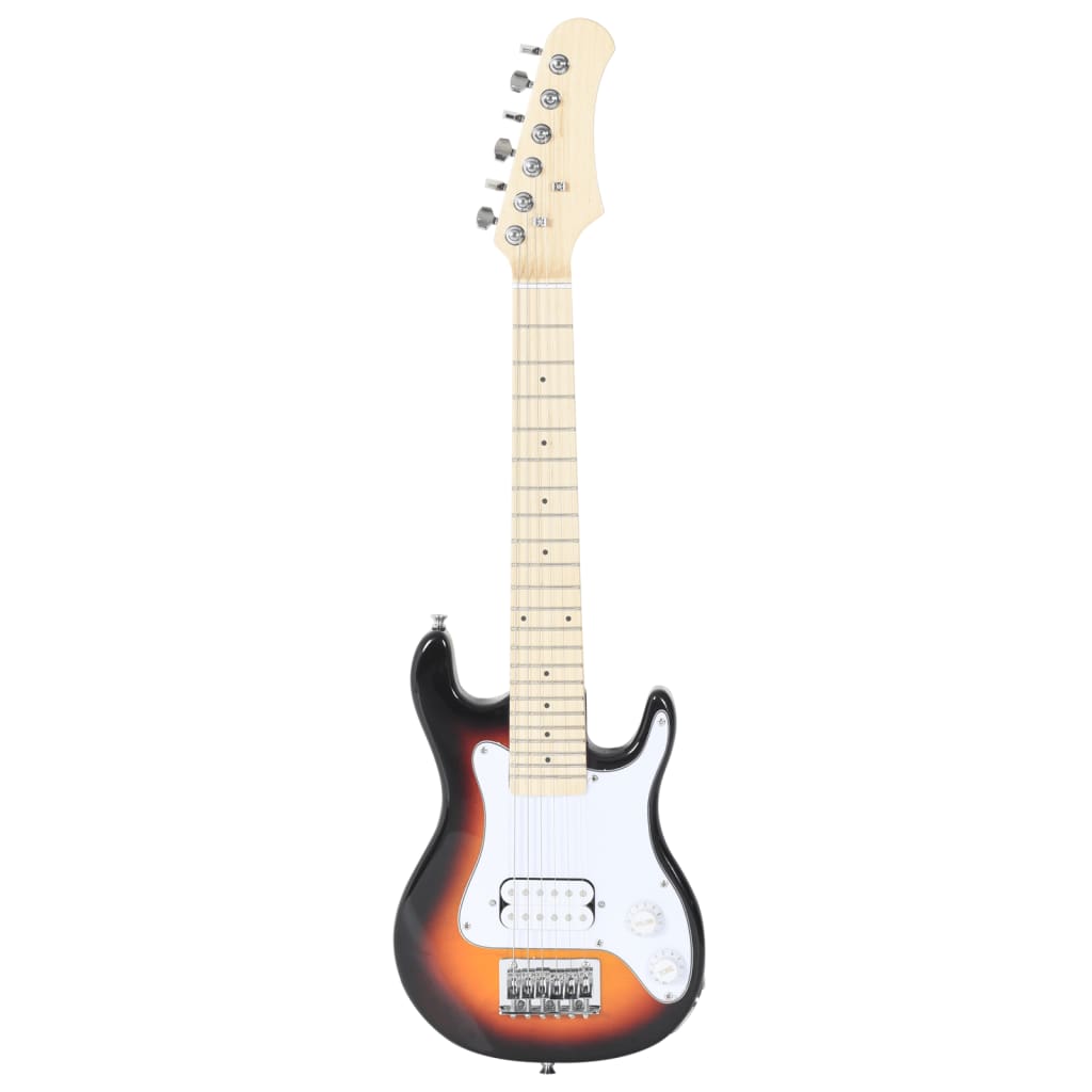vidaXL Guitarra eléctrica para niños con funda marrón y blanco 3/4 30"