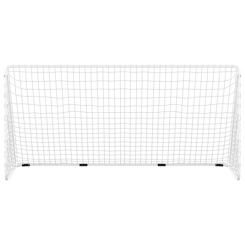 vidaXL Portería de fútbol con red acero blanco 366x122x182 cm