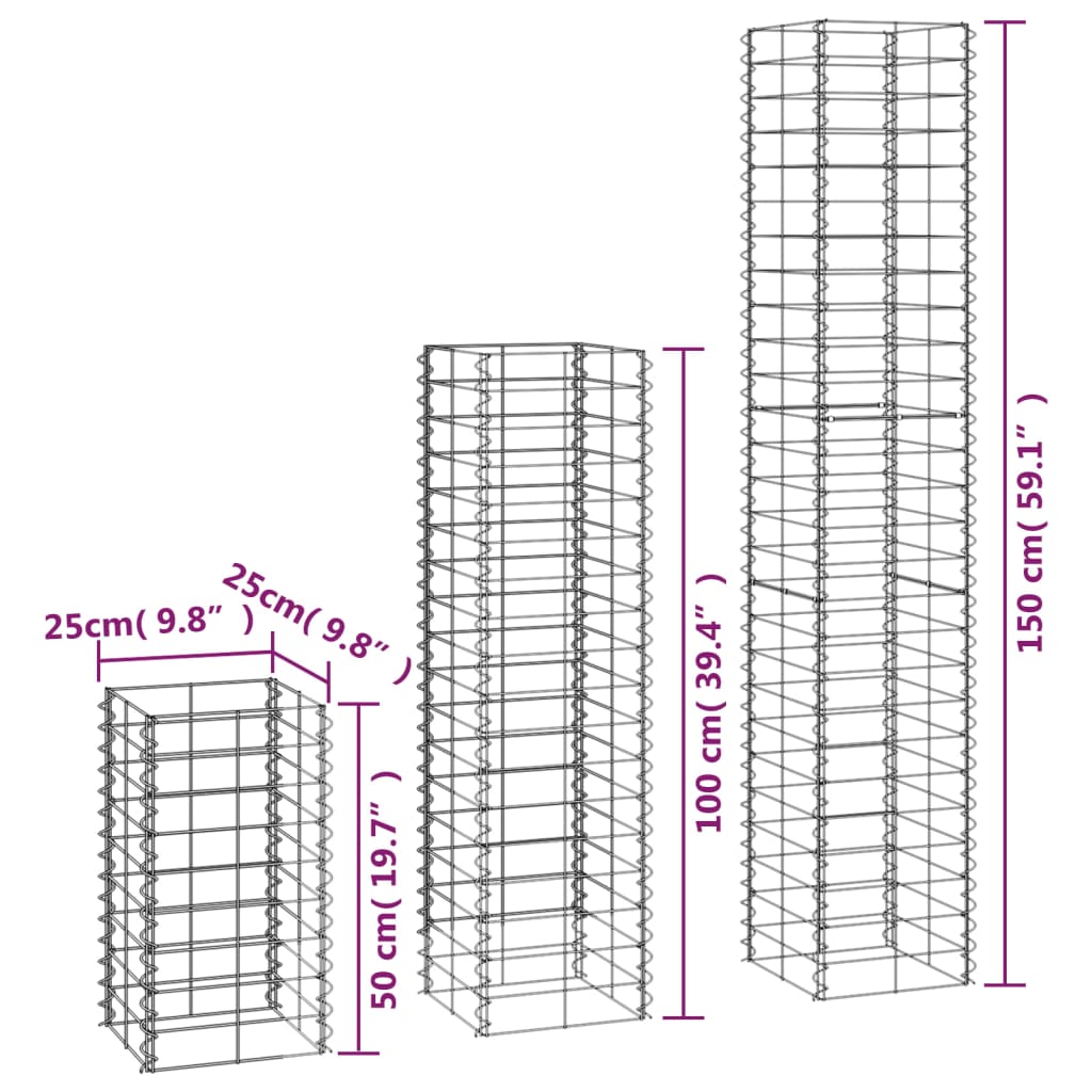 vidaXL Cestas de muro de gaviones alambre galvanizado 6 unidades