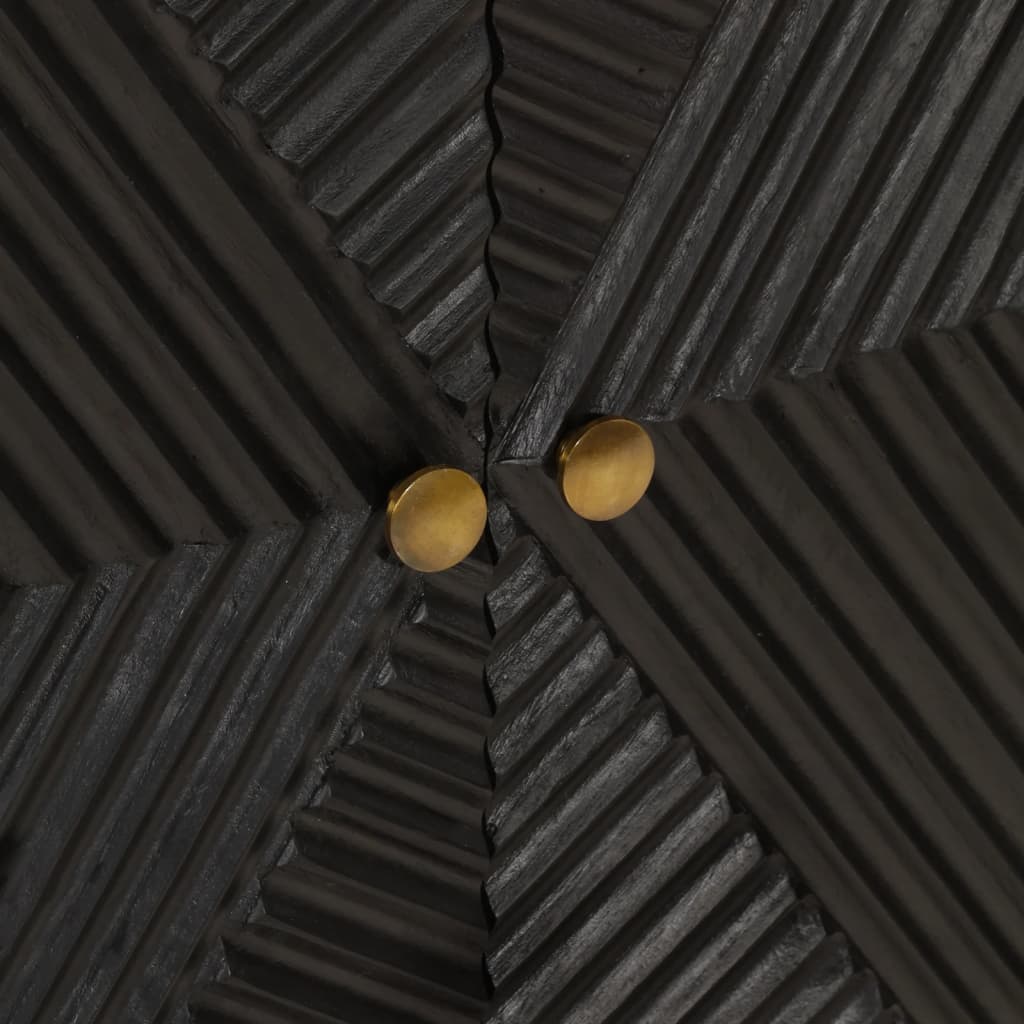 vidaXL Aparador de hierro y madera maciza de mango negro 55x30x76 cm