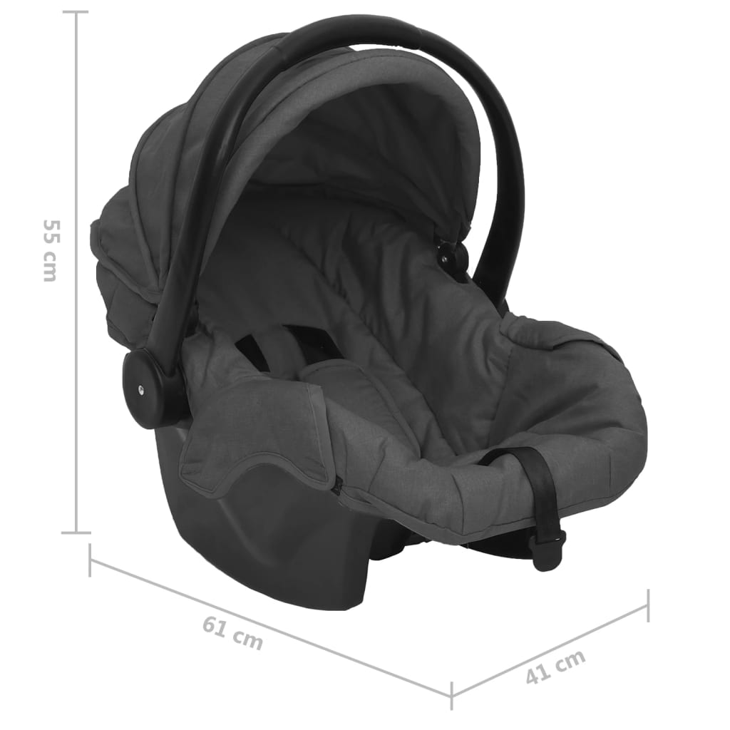 vidaXL Carrito de bebés 3 en 1 de acero gris oscuro y negro