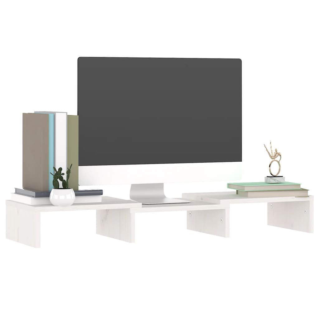 vidaXL Soporte de monitor madera maciza de pino blanco 60x24x10,5 cm