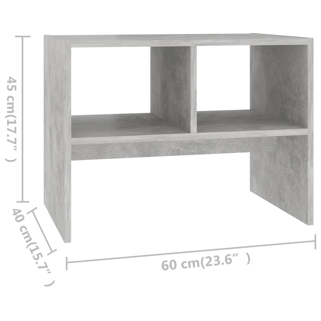 vidaXL Mesa auxiliar de madera contrachapada gris hormigón 60x40x45 cm