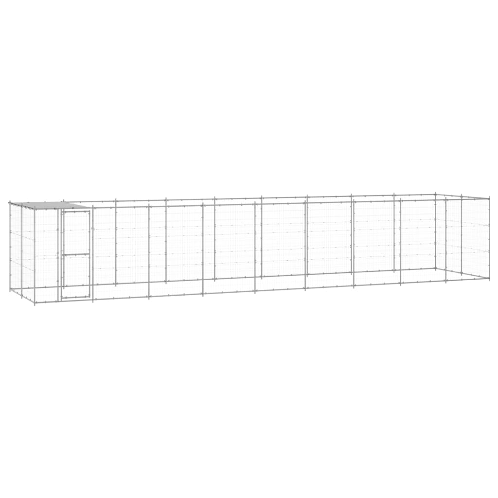 vidaXL Perrera de exterior de acero galvanizado con techo 21,78 m²