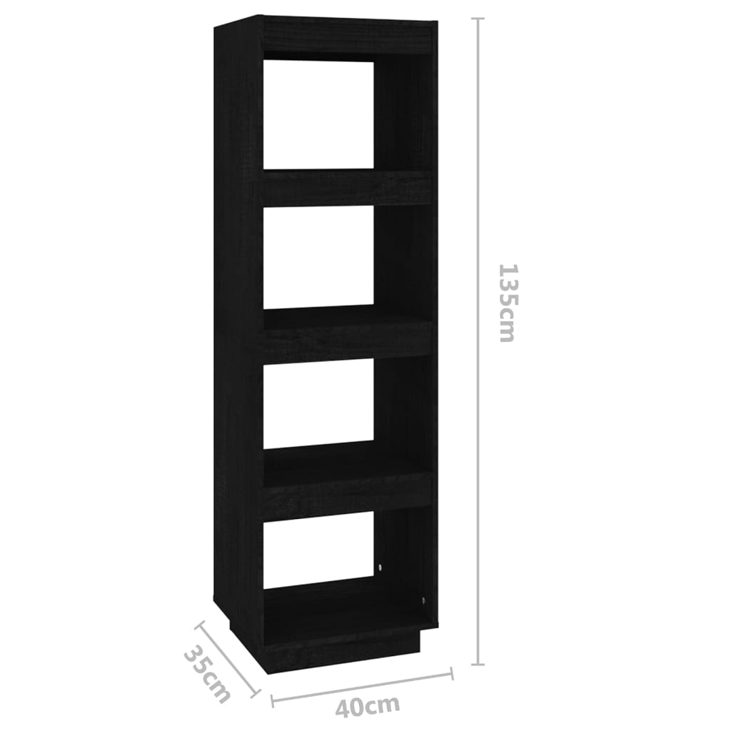 vidaXL Estantería/divisor espacios madera de pino negro 40x35x135 cm