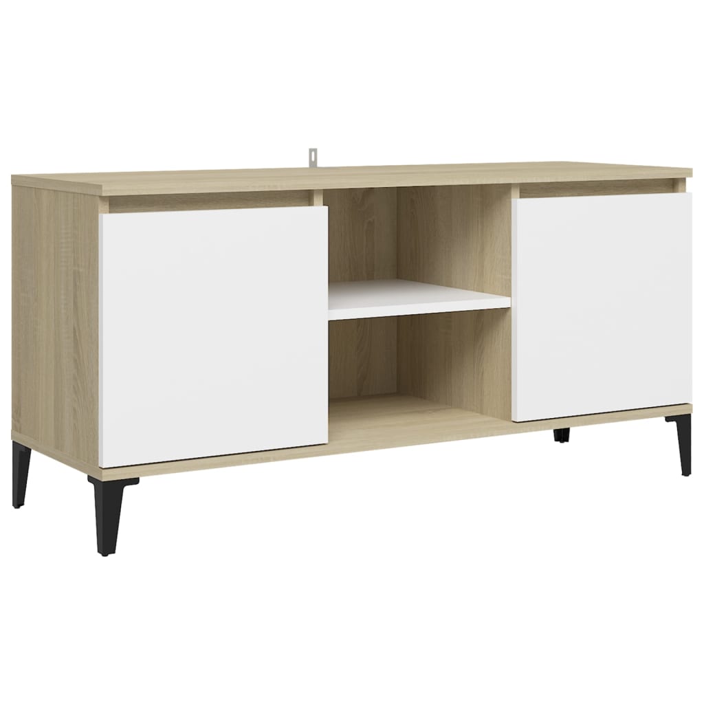 vidaXL Mueble de TV con patas metal blanco roble Sonoma 103,5x35x50 cm