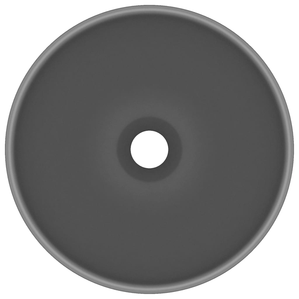 vidaXL Lavabo de lujo redondo cerámica gris oscuro mate 32,5x14 cm