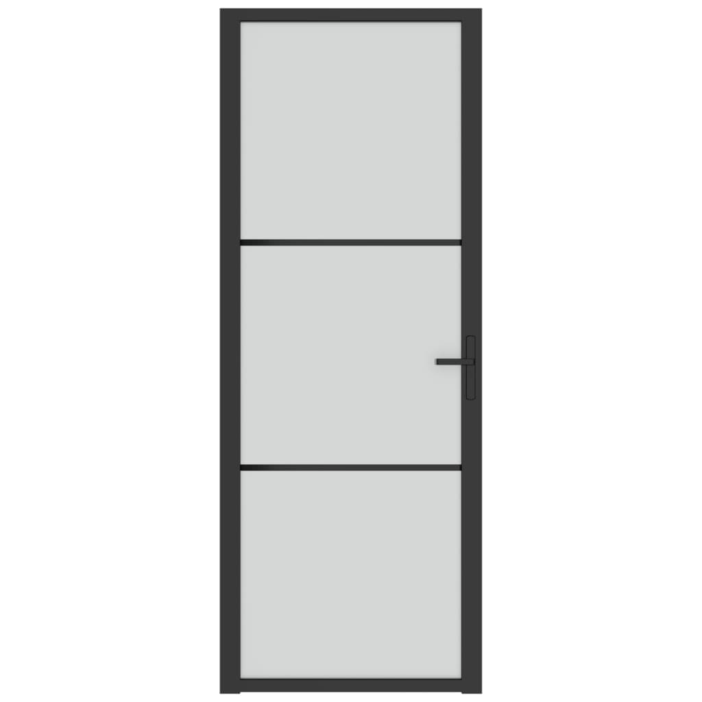 vidaXL Puerta interior de vidrio y aluminio negro mate 76x201,5 cm