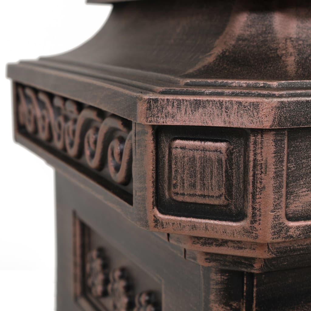 vidaXL Buzón de columna de aluminio estilo vintage inoxidable bronce