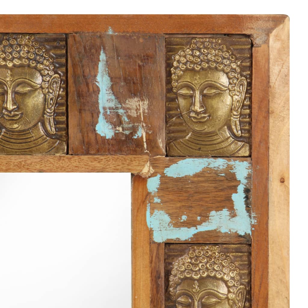 vidaXL Espejo con enchapado de Buda madera maciza reciclada 110x50 cm