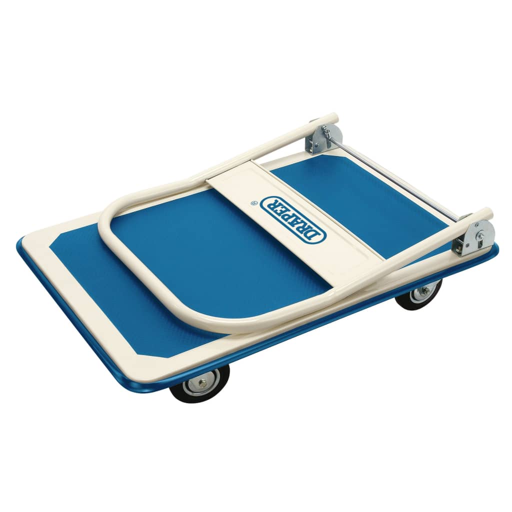 Draper Tools Carro plataforma asa plegable azul y blanco 90x60x85 cm