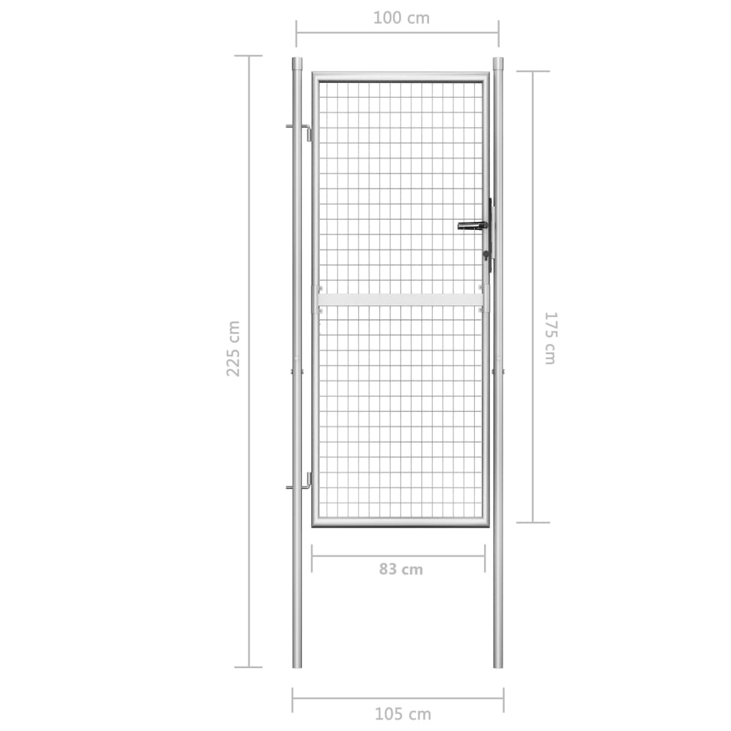 vidaXL Puerta de jardín de acero galvanizado plateado 105x225 cm