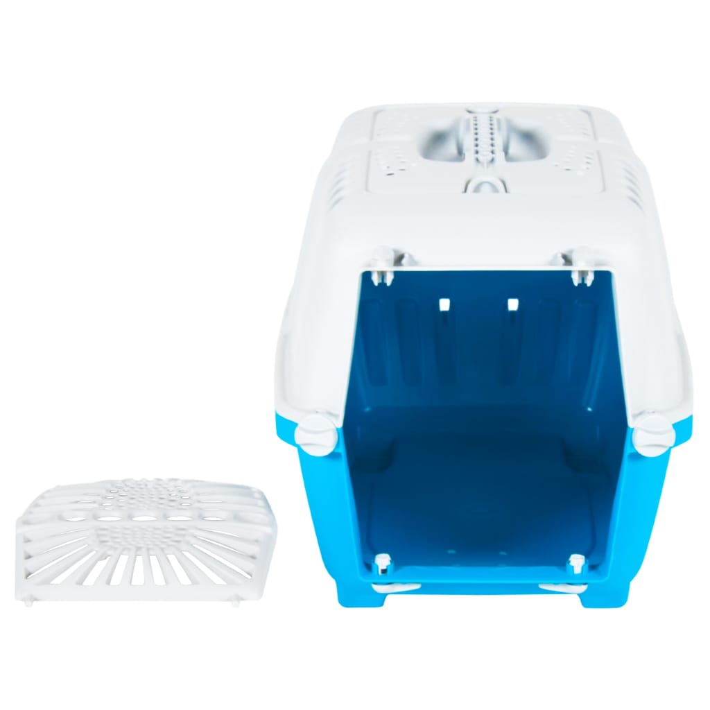 vidaXL Transportín de mascota blanco azul polipropileno 48x31,5x33 cm