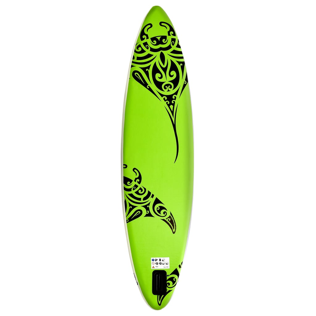 vidaXL Juego de tabla de paddle surf hinchable verde 320x76x15 cm