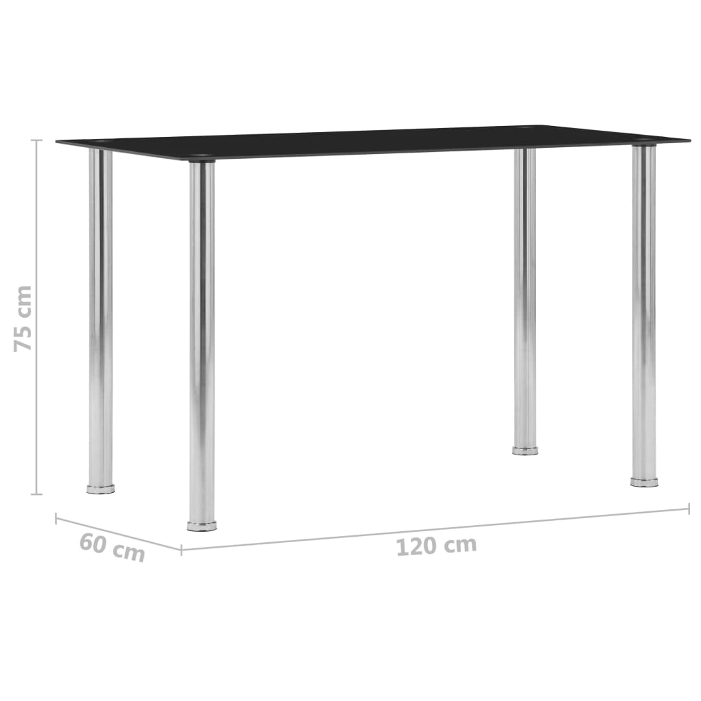 vidaXL Mesa de comedor de vidrio templado negro 120x60x75 cm
