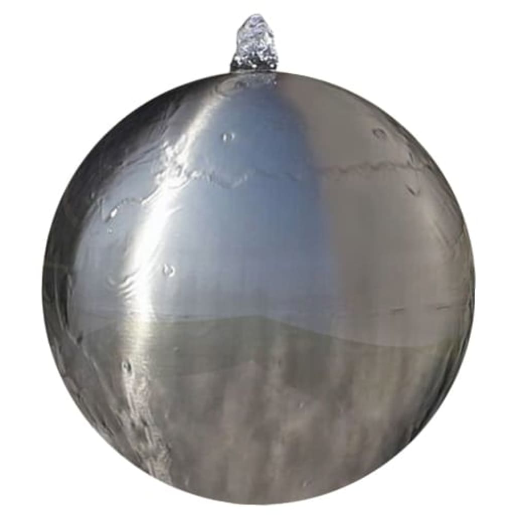 vidaXL Fuente cascada esfera con LEDs de jardín acero inoxidable 20 cm