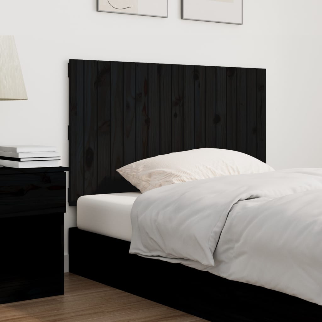 vidaXL Cabecero de cama de pared madera maciza pino negro 108x3x60 cm