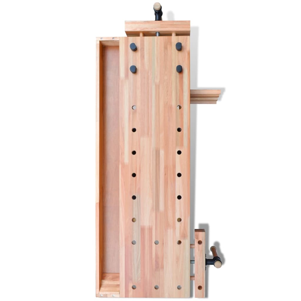 vidaXL Banco de carpintero con cajón 2 tornillos de banco madera dura