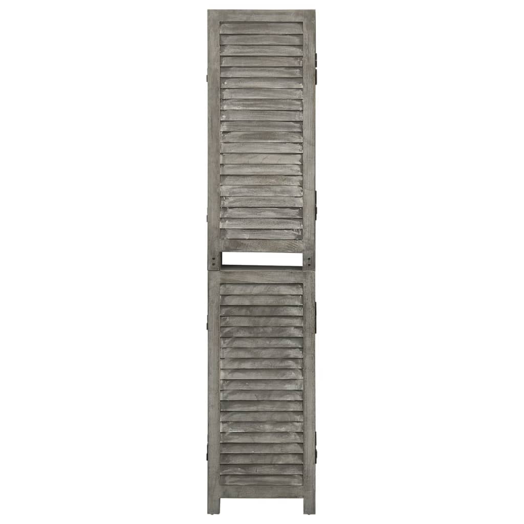 vidaXL Biombo de 3 paneles de madera maciza gris 106,5x166 cm