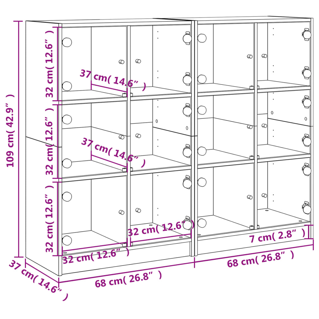 vidaXL Estantería con puertas madera roble ahumado 136x37x109 cm