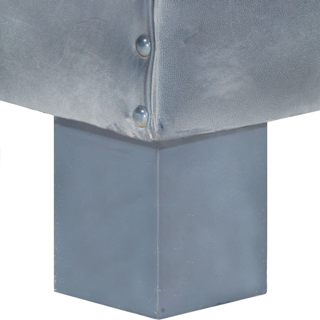 vidaXL Sillón con diseño de cubo cuero auténtico gris