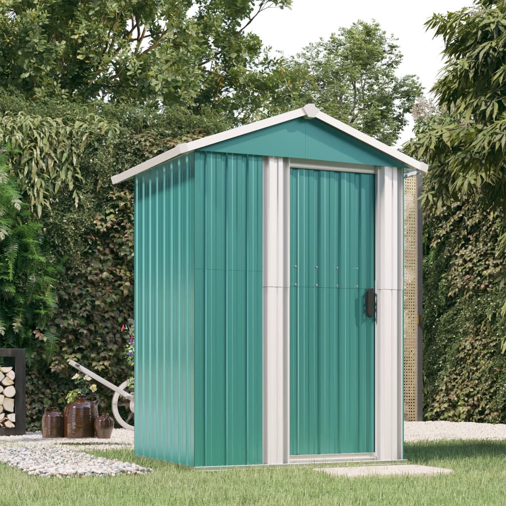 vidaXL Cobertizo de jardín acero galvanizado verde 126x97,5x177 cm