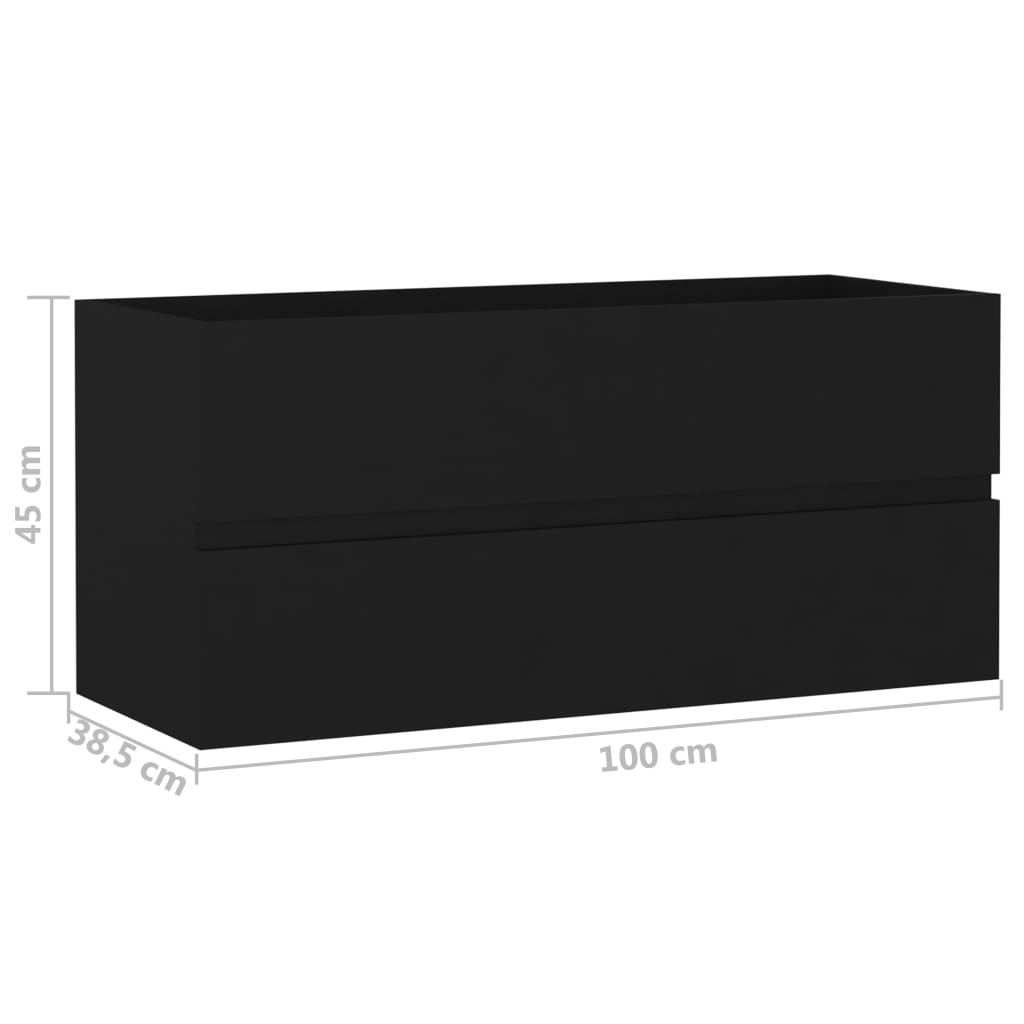 vidaXL Armario para lavabo madera contrachapada negro100x38,5x45 cm