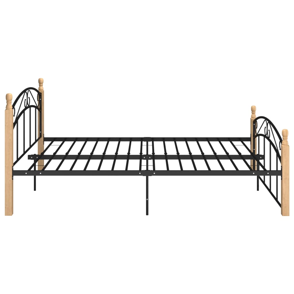 vidaXL Estructura de cama metal y madera maciza de roble 140x200 cm