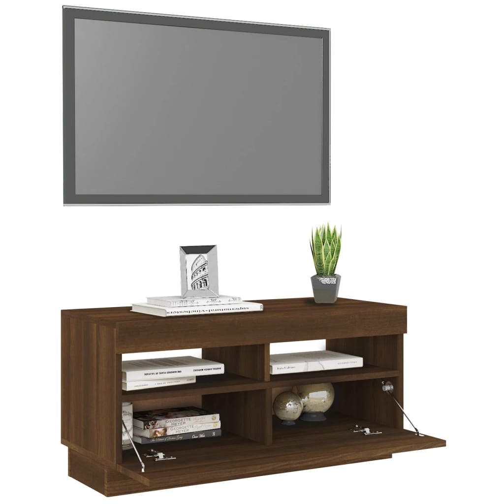 vidaXL Mueble de TV con luces LED color roble marrón 80x35x40 cm