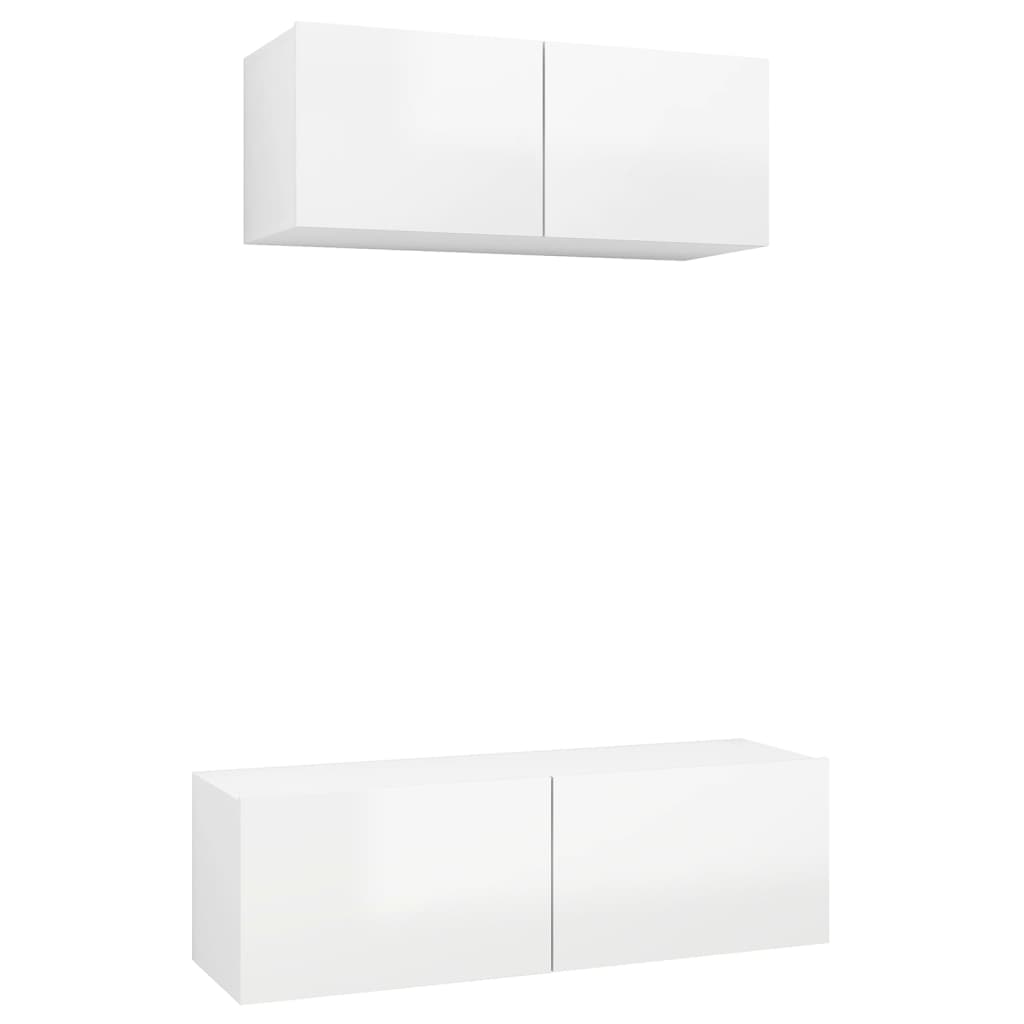 vidaXL Set de muebles de salón 2 pzas madera ingeniería blanco brillo