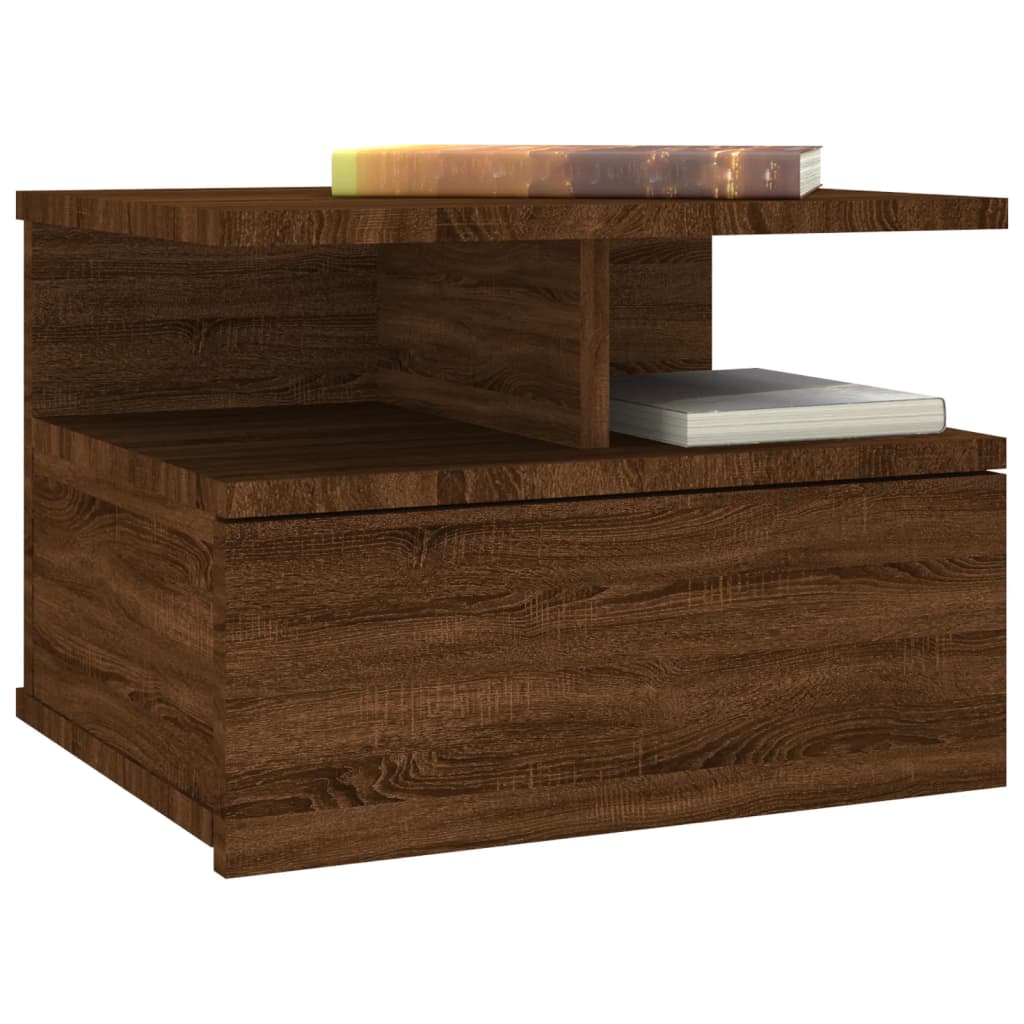 vidaXL Mesita de noche flotante madera marrón roble 40x31x27 cm