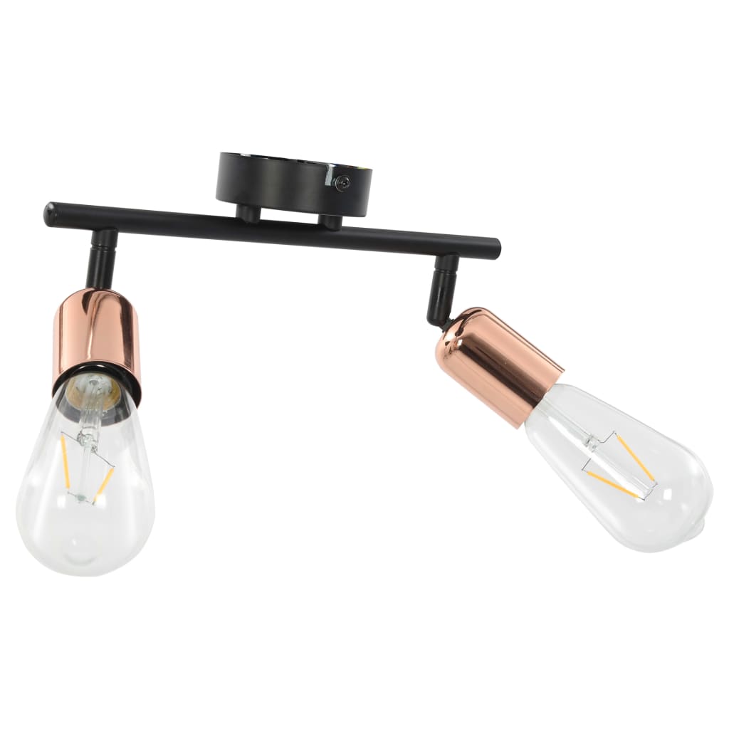 vidaXL Lámpara de focos con 2 luces negro y cobre 2 W E27
