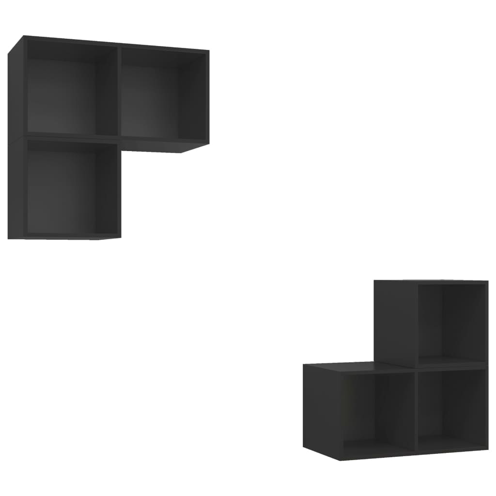 vidaXL Juego de muebles de salón 4 piezas madera de ingeniería negro
