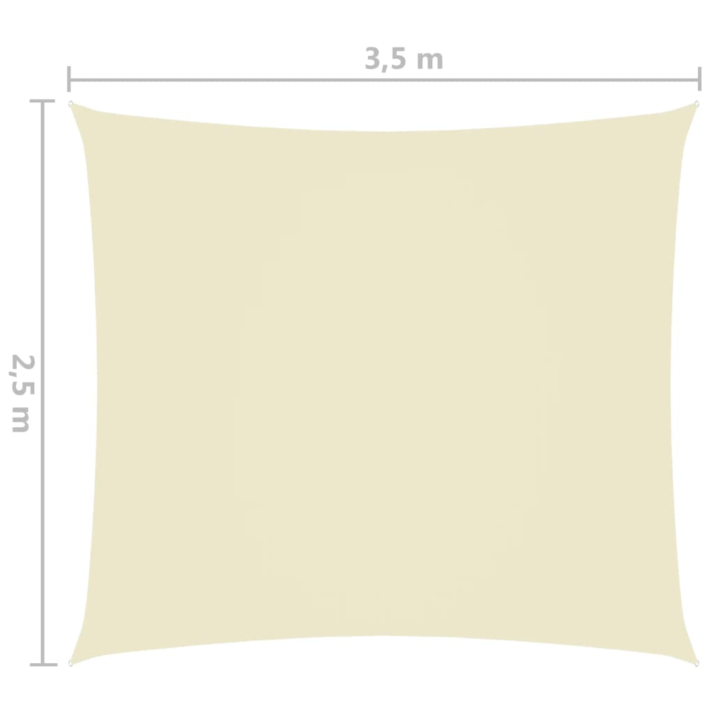 vidaXL Toldo de vela rectangular tela Oxford color crema 2,5x3,5 m