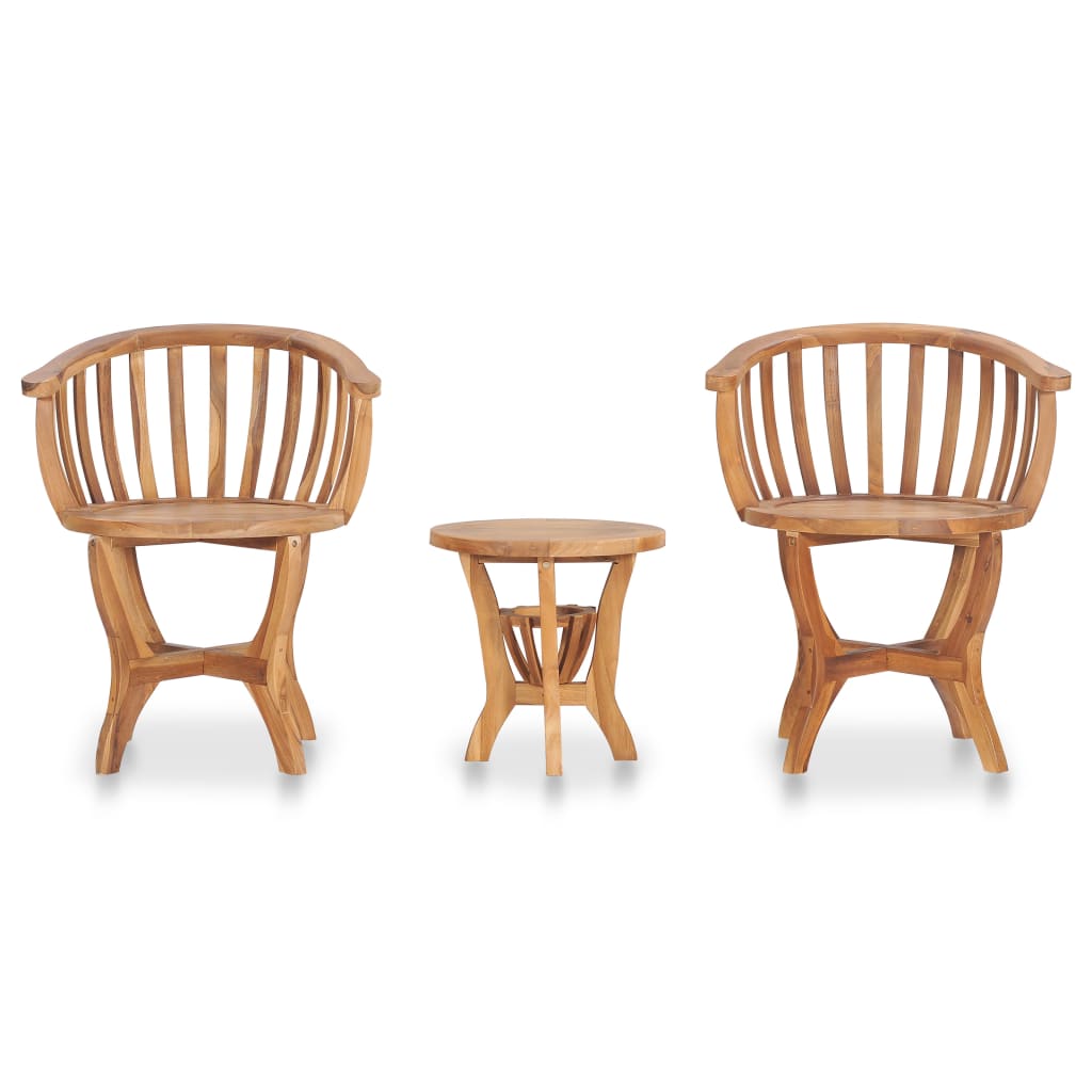 vidaXL Mesa y sillas de bistró para jardín 3 pzas madera maciza teca