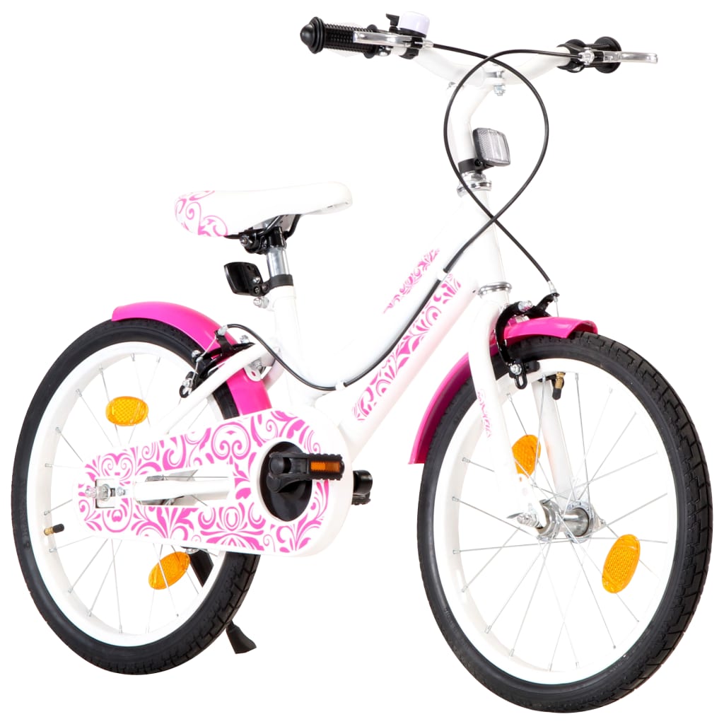 vidaXL Bicicleta para niños 18 pulgadas rosa y blanco