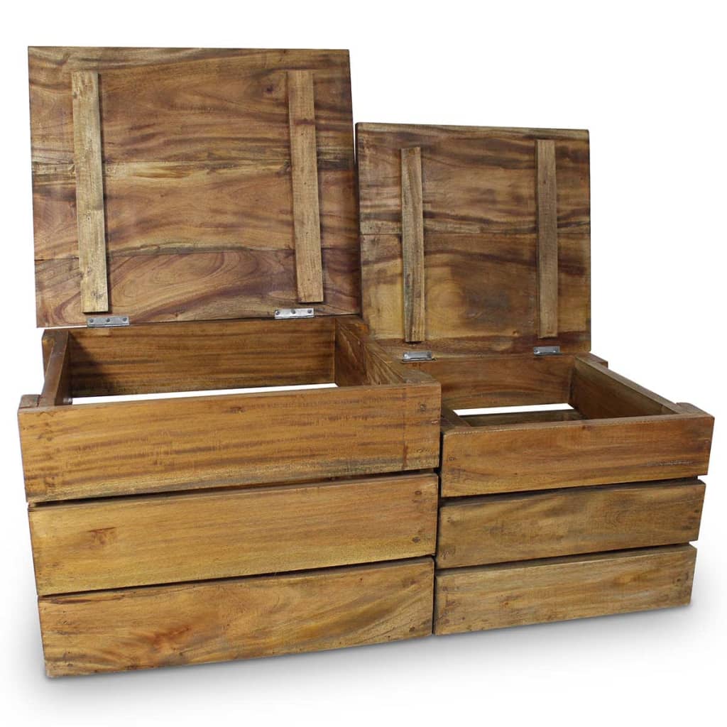 vidaXL Juego de cajas de almacenaje 2 pzas madera maciza reciclada