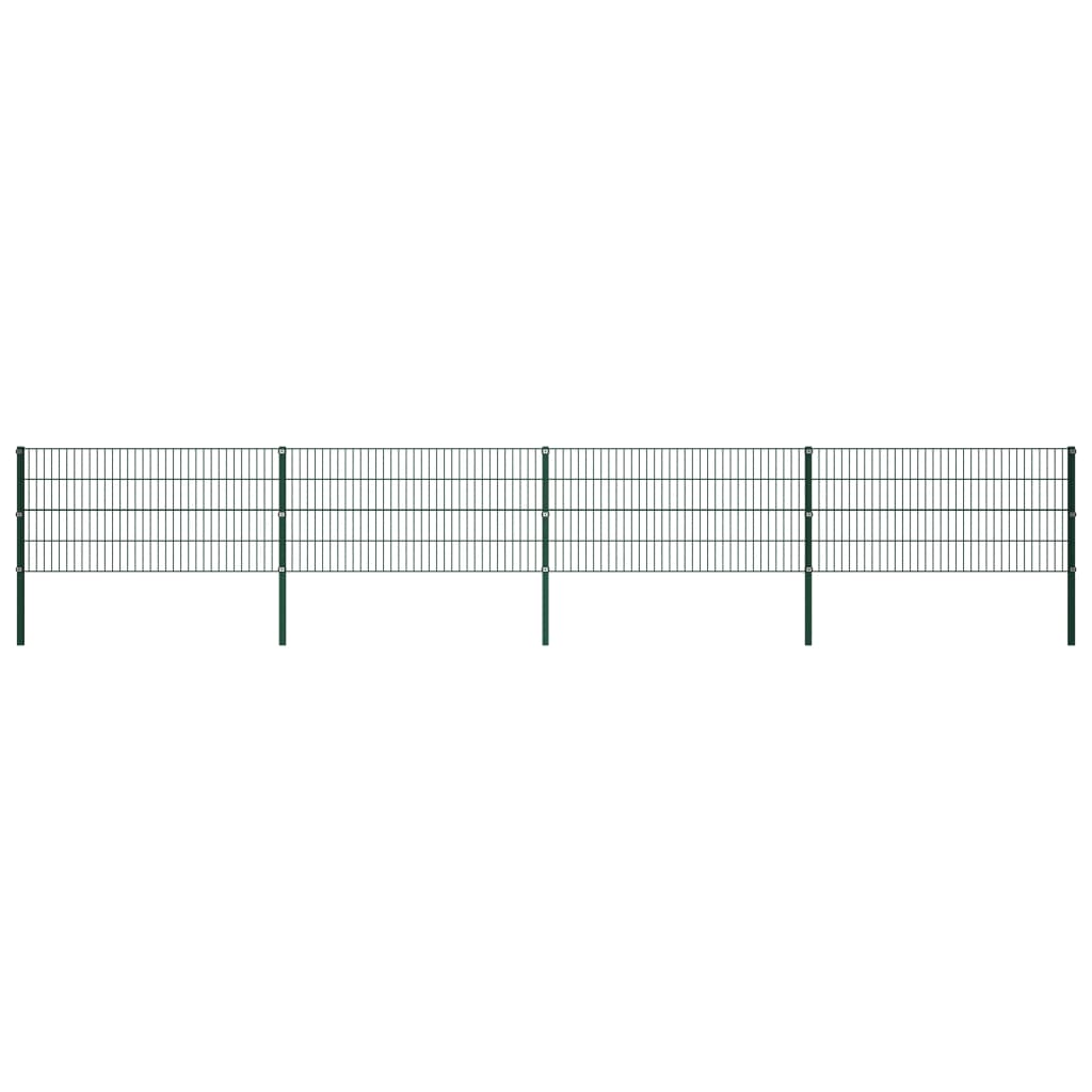 vidaXL Panel de valla con postes hierro verde 6,8x0,8 m