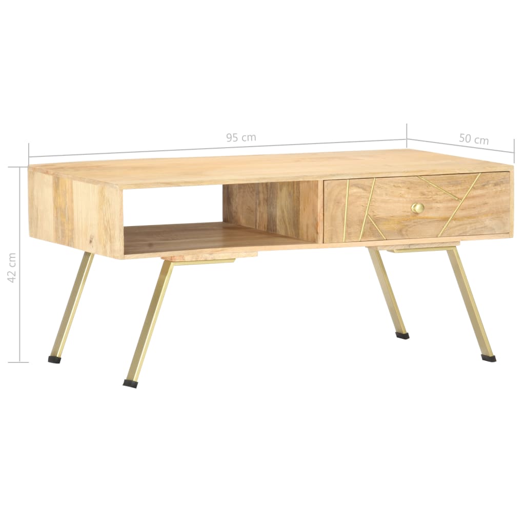 vidaXL Mesa de centro de madera maciza de mango 95x50x42 cm