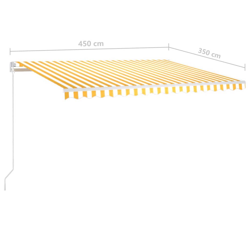 vidaXL Toldo manual retráctil con postes amarillo y blanco 4,5x3,5 m