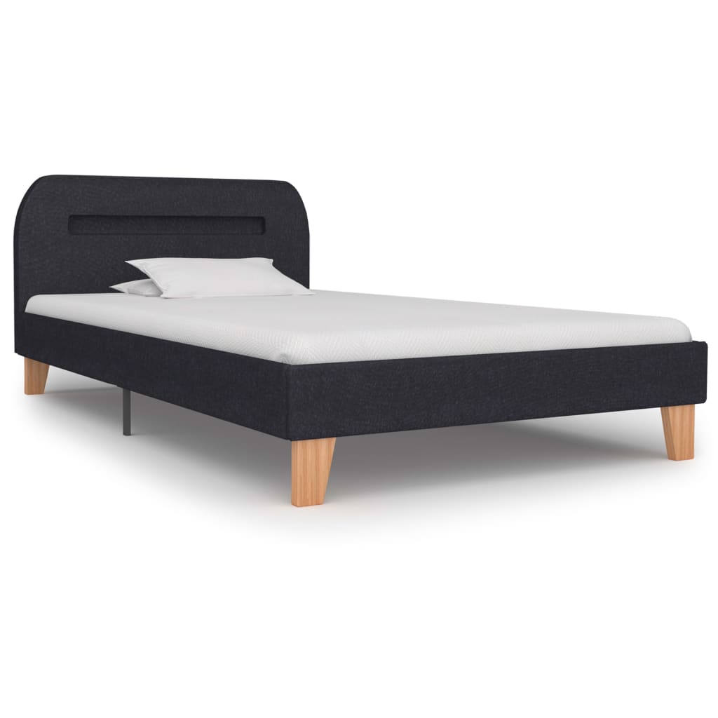 vidaXL Estructura de cama con LED de tela gris oscura 90x200 cm