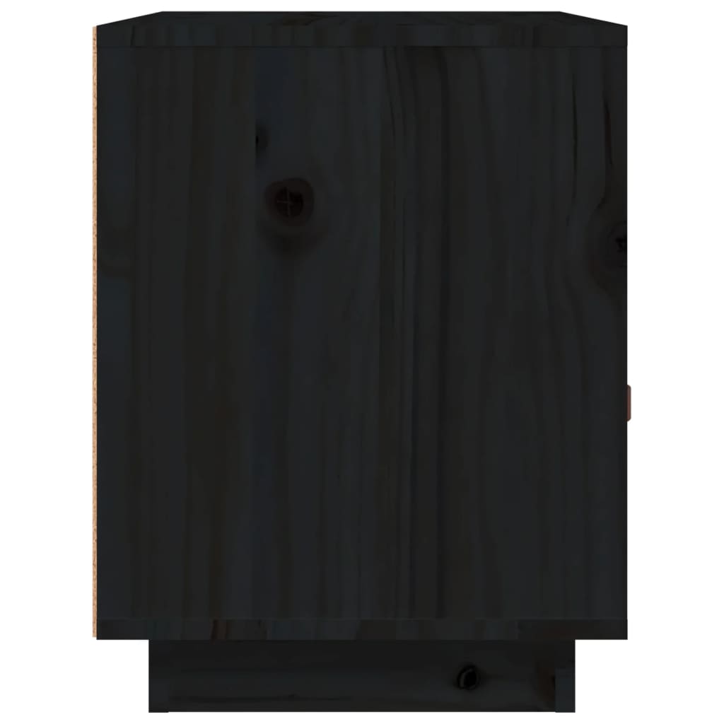vidaXL Mesita de noche madera maciza de pino negro 40x34x45 cm