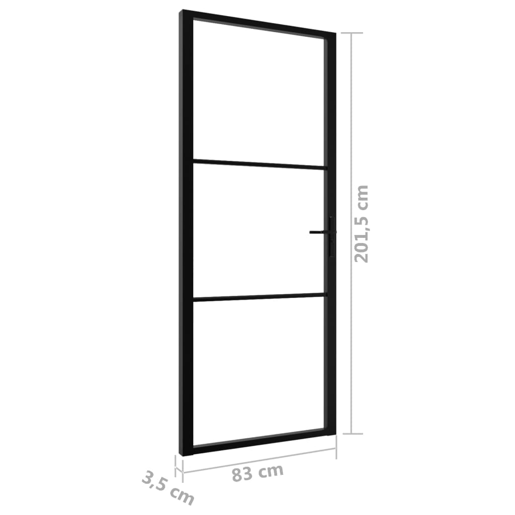 vidaXL Puerta interior vidrio ESG y aluminio negro 83x201,5 cm