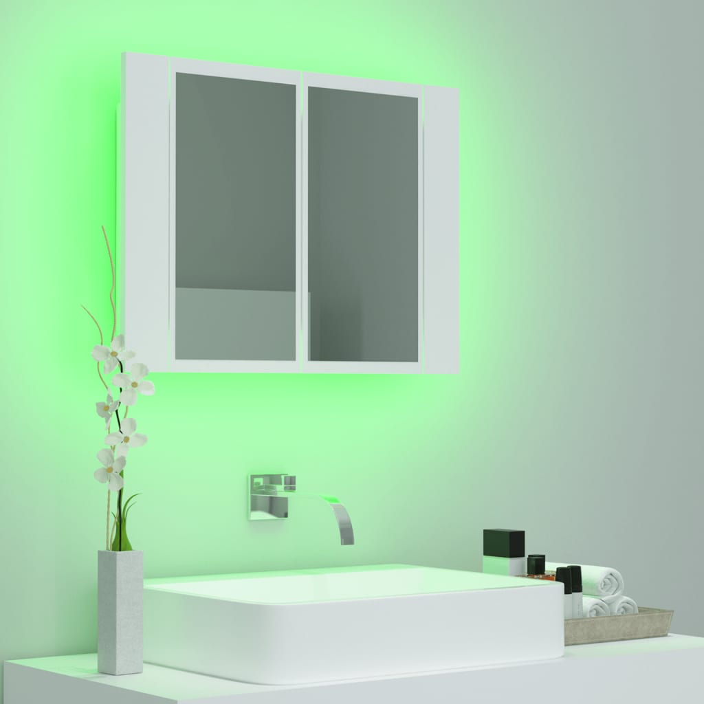 vidaXL Armario espejo de baño con luz LED acrílico blanco 60x12x45 cm