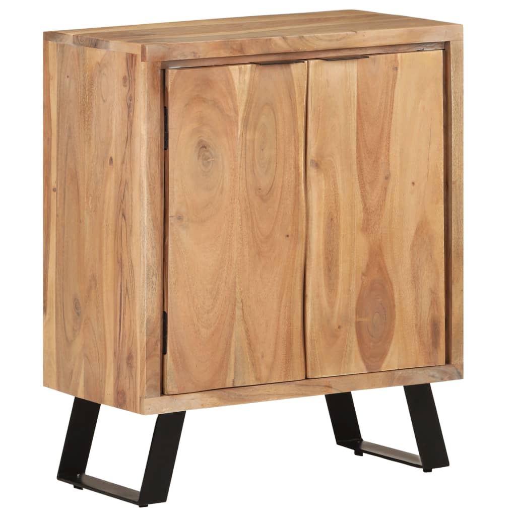 vidaXL Aparador de madera maciza acacia con borde natural 60x36x76 cm