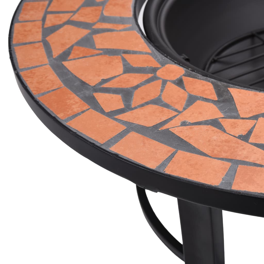 vidaXl Brasero de mosaico cerámica terracota 68 cm