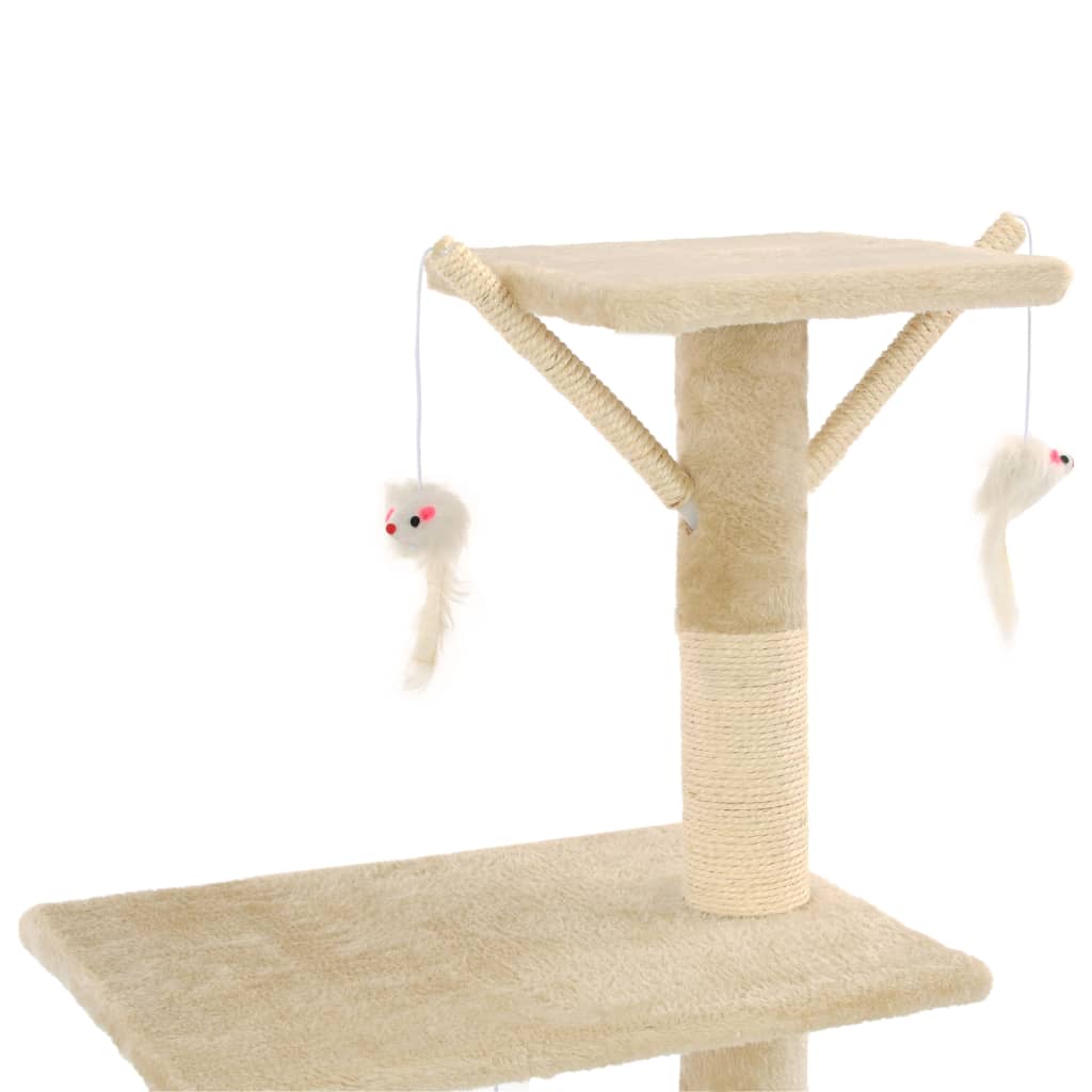 vidaXL Rascador para gatos con poste de sisal 138 cm beige
