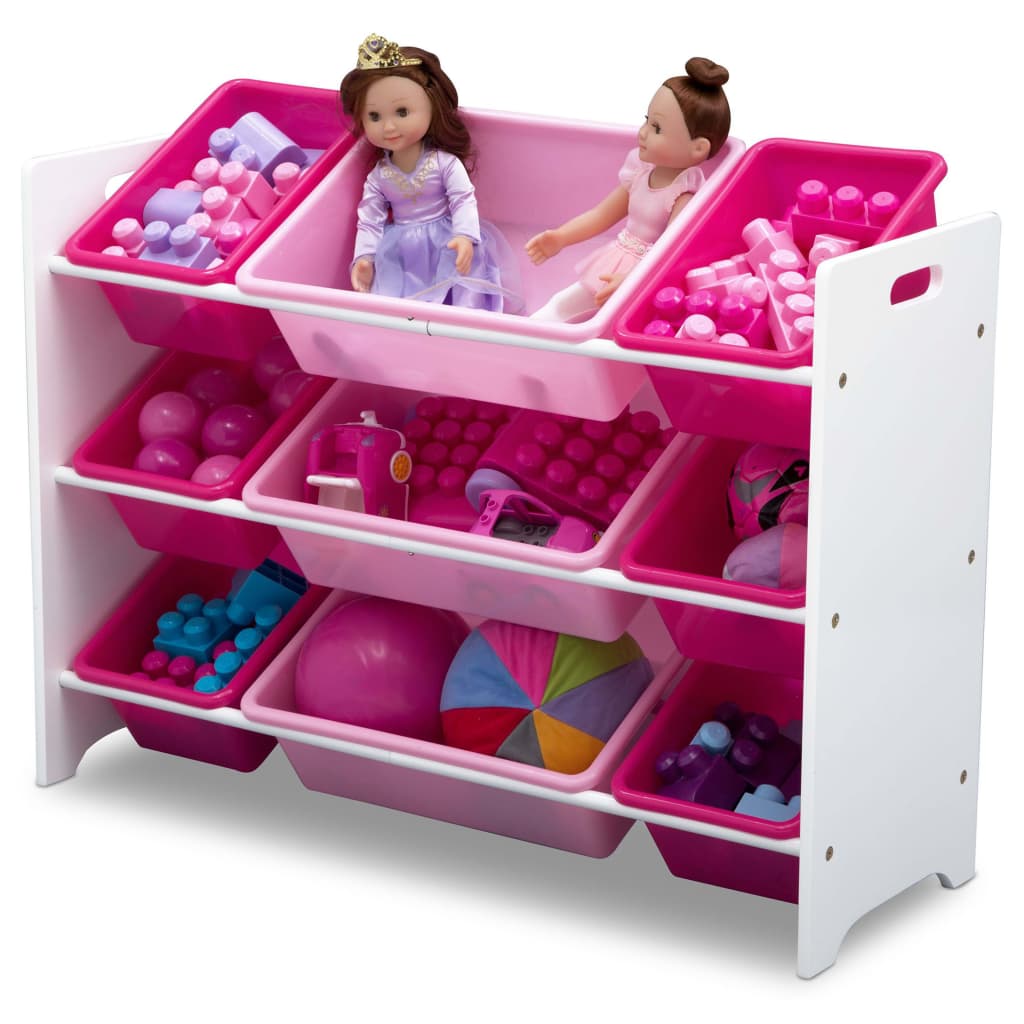 Delta Children MySize Organizador juguetes plástico 9 cubos blanco rosa