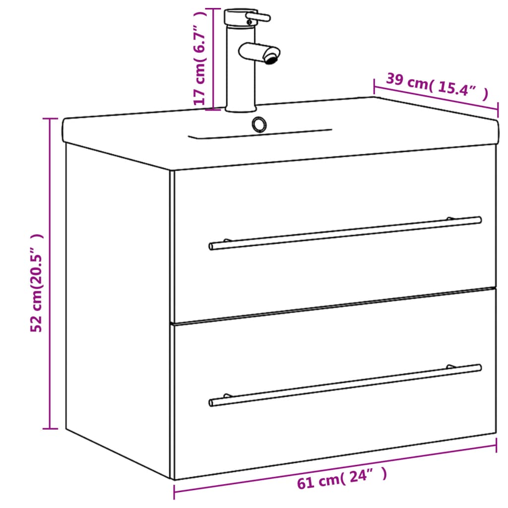 vidaXL Mueble de baño con lavabo integrado gris Sonoma