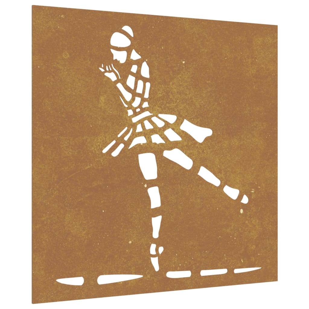 vidaXL Adorno de pared jardín acero corten bailarina ballet 55x55 cm